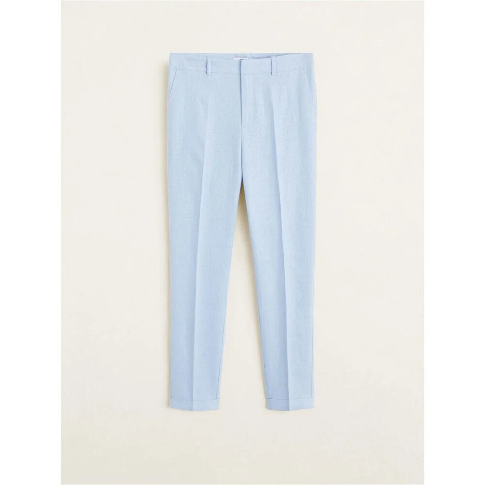 Blue Mango Linen Slim Fit Cuffed Hem Trousers Pants (NWT)